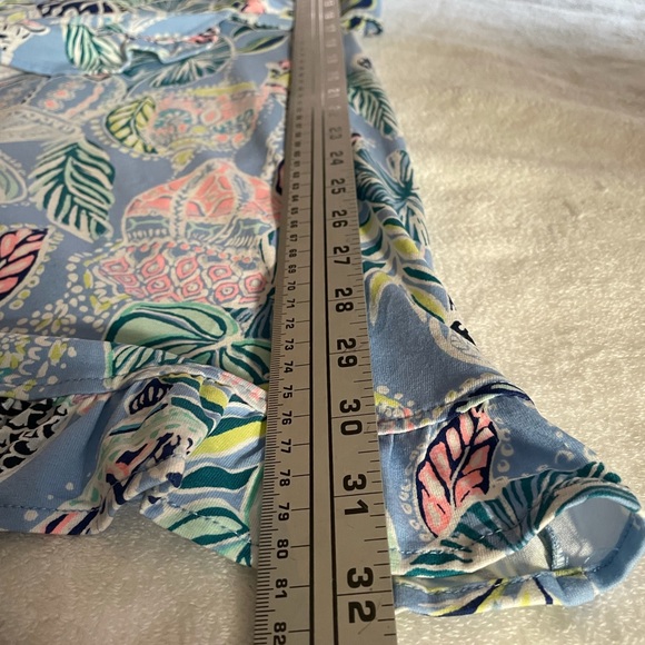 LILLY PULITZER Jessalynne Wrap Romper Blue Peri Lapis Lanterns - Picture 12 of 16